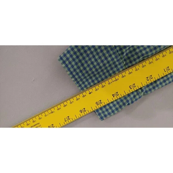 J.Crew Mens Slim Shirt Size L Green Blue Check Stretch Organic Cotton - Picture 6 of 9